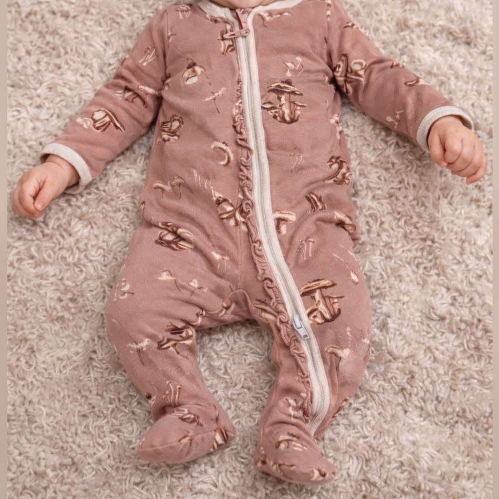 Milk Barn Mushroom Baby Footie Set